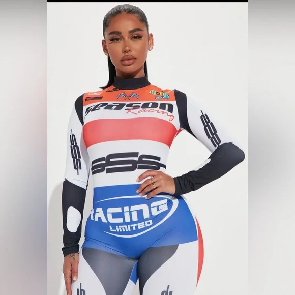 Fashion Nova Multicolor Racing Jumpsuit - Picture 2 of 3